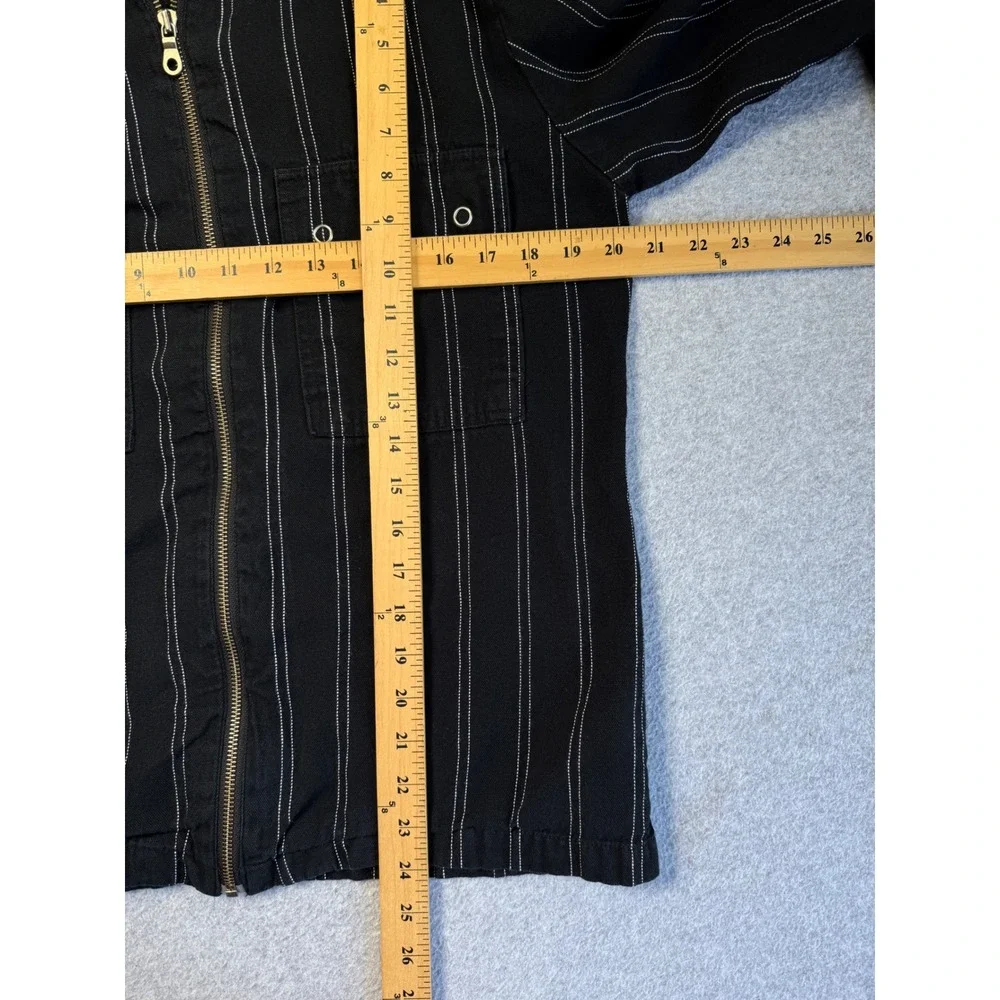 Chico's Jacket Women Size 1 (Medium) Striped Hooded‎ Full Zip Linen Cotton Blend